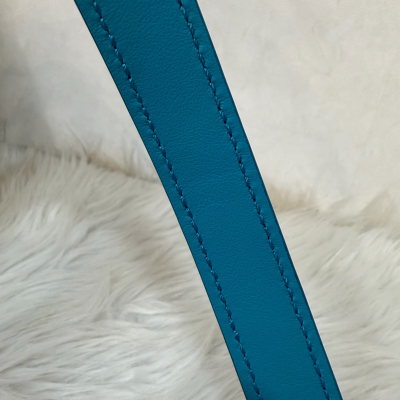 TOD'S TIMELESS 湖水藍 全皮 金釦 肩背包 斜背包 方包-68