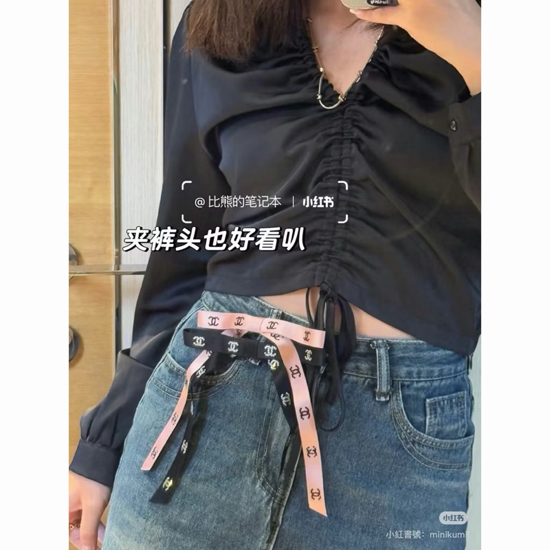 Chanel 25b 水鑽髮夾#黑-1