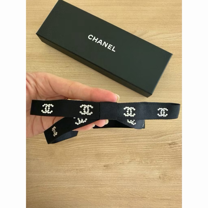 Chanel 25b 水鑽髮夾#黑-3