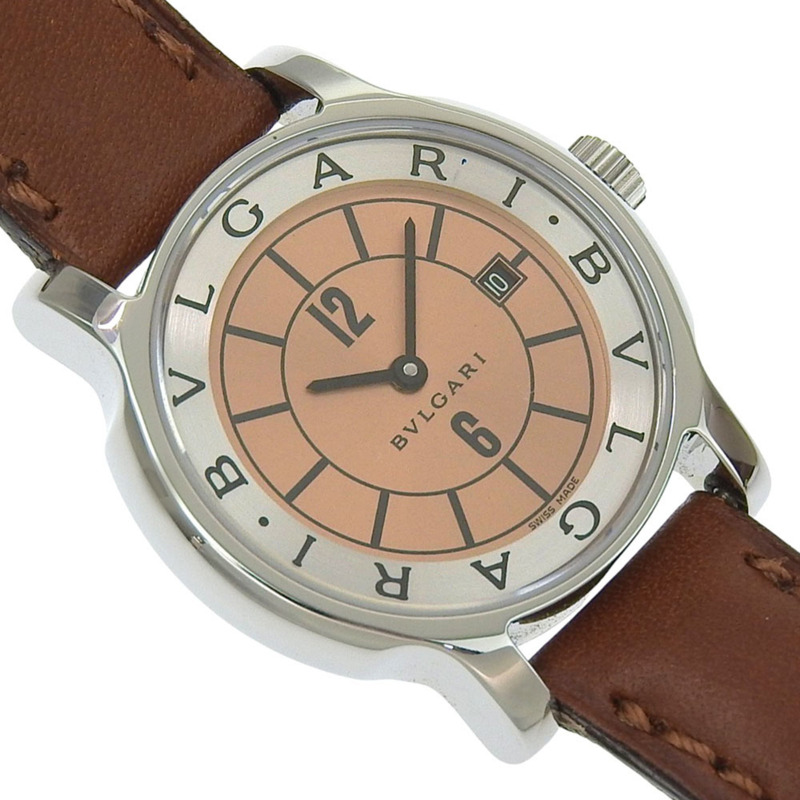 寶格麗 (Bulgari) Solo Tempo ST29SL 女士腕錶，精鋼錶殼搭配皮革錶帶，石英模擬指針，青銅色錶盤-2