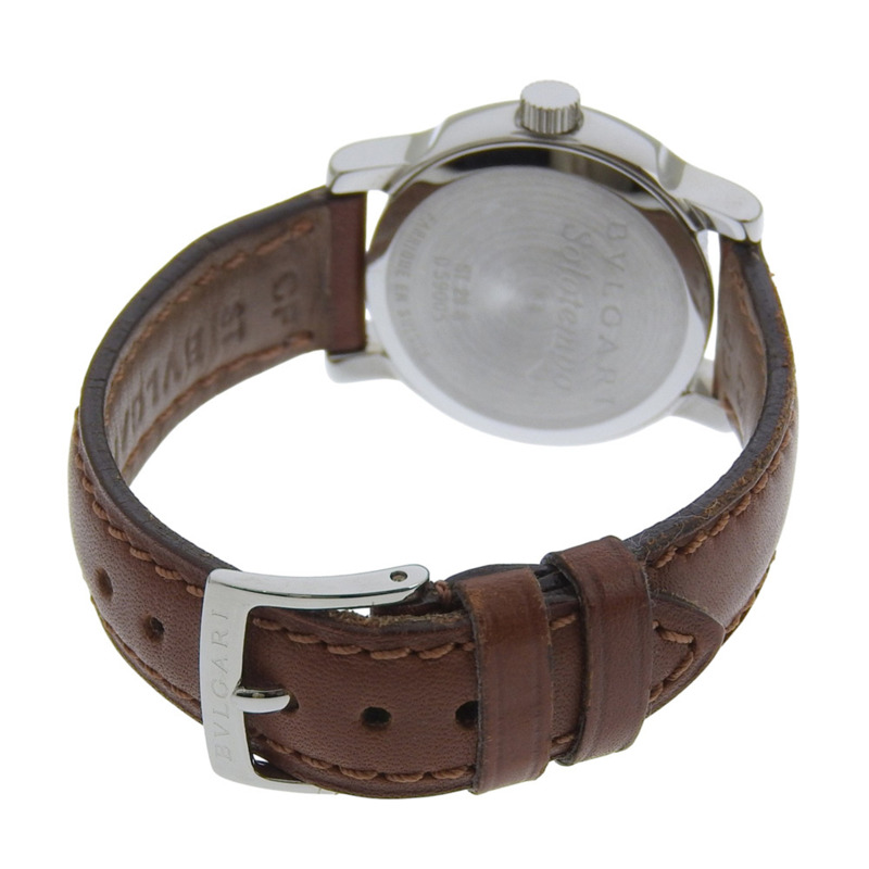 寶格麗 (Bulgari) Solo Tempo ST29SL 女士腕錶，精鋼錶殼搭配皮革錶帶，石英模擬指針，青銅色錶盤-4