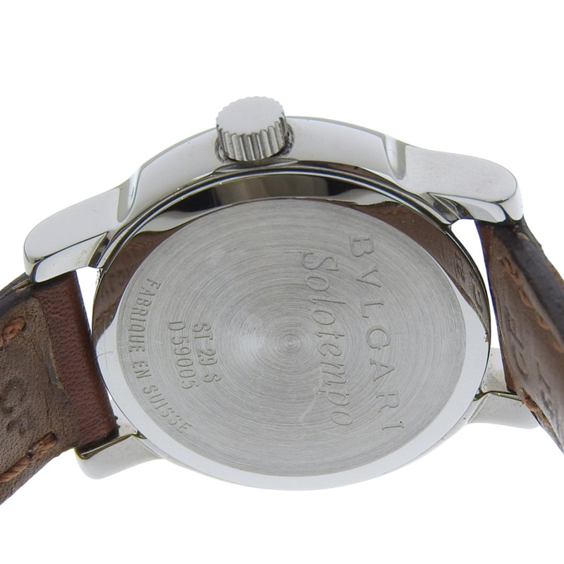 寶格麗 (Bulgari) Solo Tempo ST29SL 女士腕錶，精鋼錶殼搭配皮革錶帶，石英模擬指針，青銅色錶盤-5