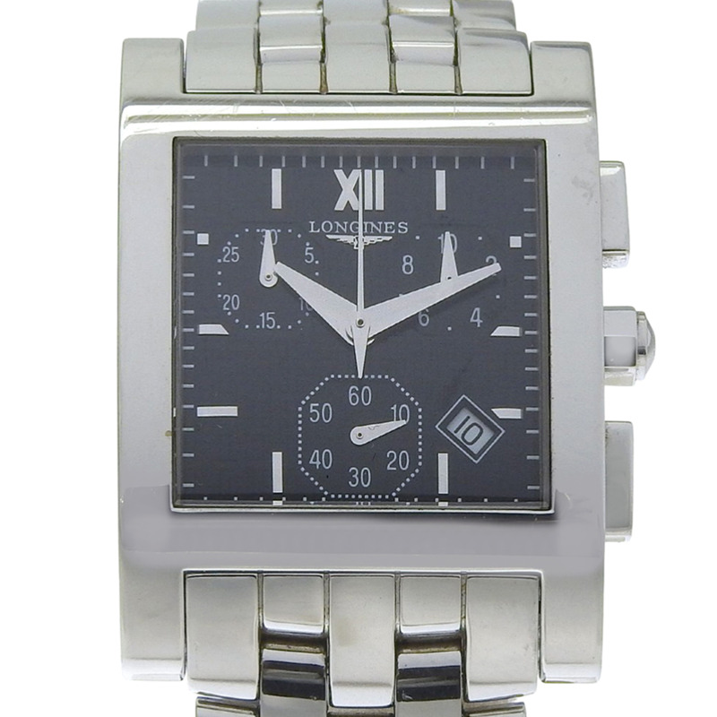 浪琴 DolceVita 手錶 L5.668.4，不鏽鋼，石英，模擬，黑色錶盤，男士。-0