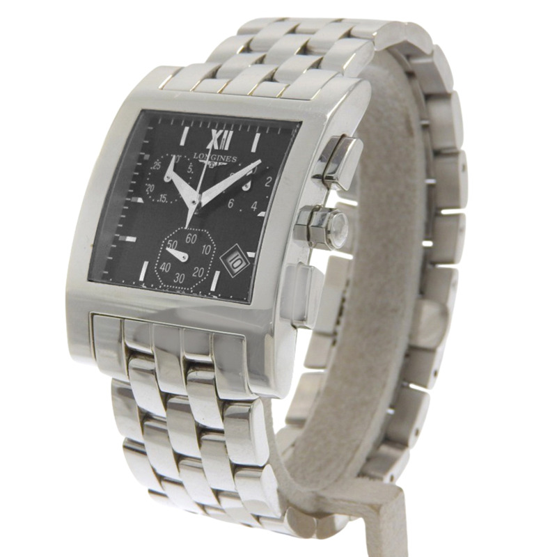 浪琴 DolceVita 手錶 L5.668.4，不鏽鋼，石英，模擬，黑色錶盤，男士。-1