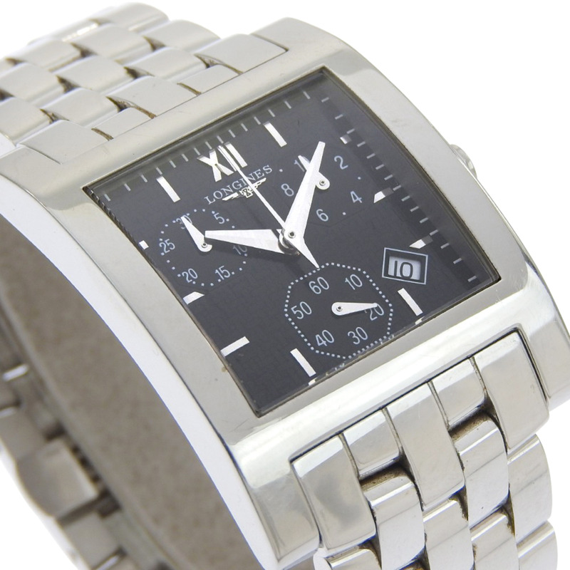 浪琴 DolceVita 手錶 L5.668.4，不鏽鋼，石英，模擬，黑色錶盤，男士。-2