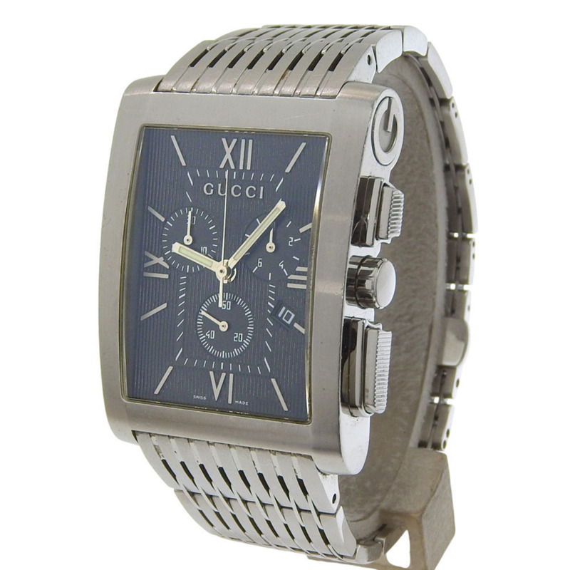 Gucci G-Metro 8600M 不鏽鋼石英計時腕錶，黑色錶盤 - 男士-1