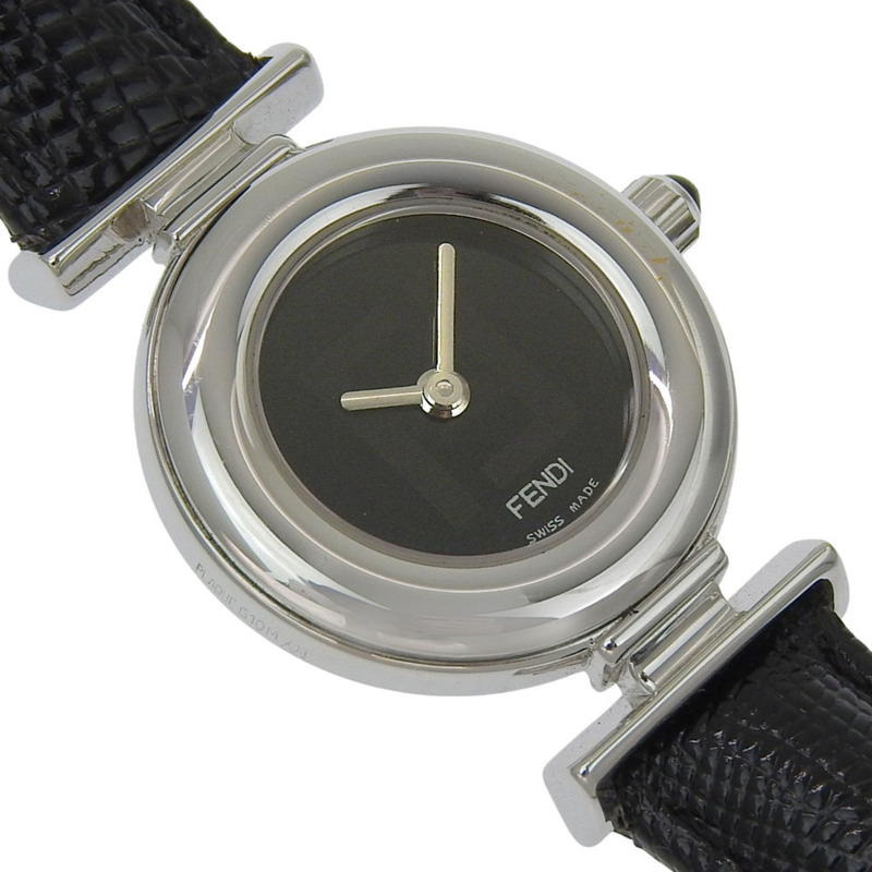 Fendi FENDI 320L 不鏽鋼 x 皮革石英模擬黑色錶盤女士腕錶-2