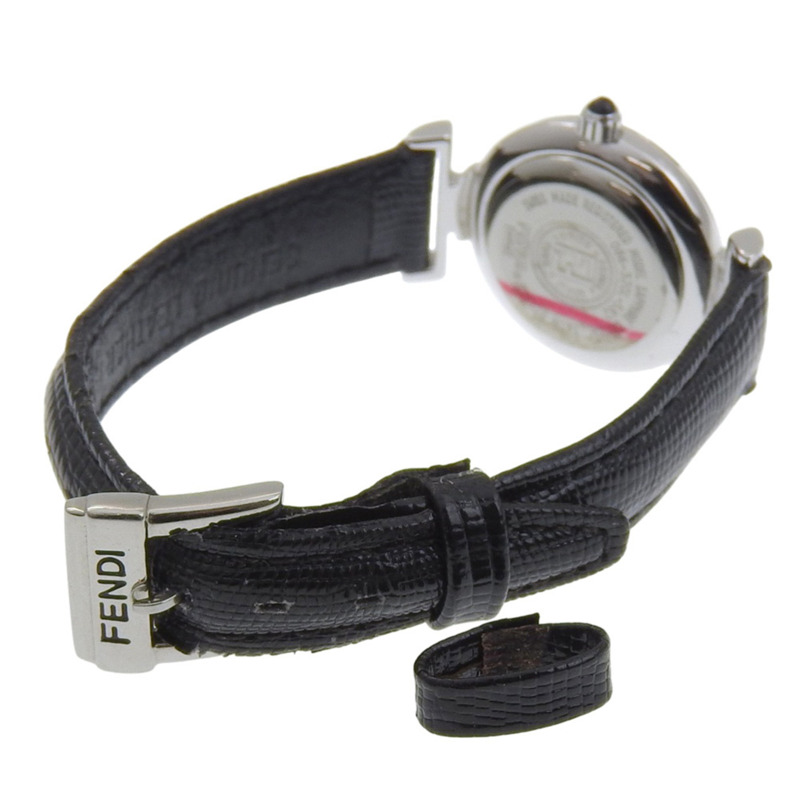 Fendi FENDI 320L 不鏽鋼 x 皮革石英模擬黑色錶盤女士腕錶-3