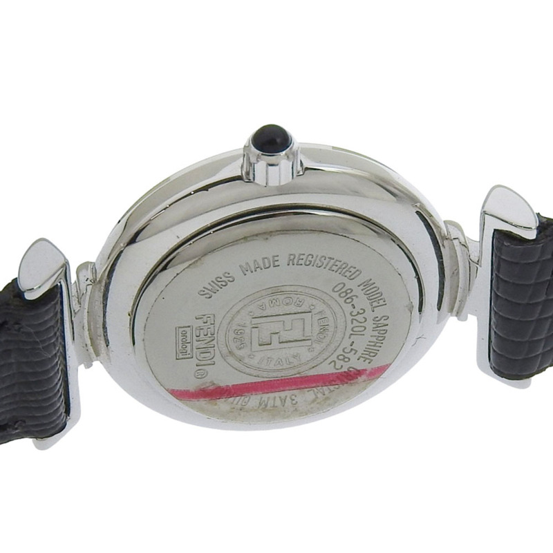 Fendi FENDI 320L 不鏽鋼 x 皮革石英模擬黑色錶盤女士腕錶-4