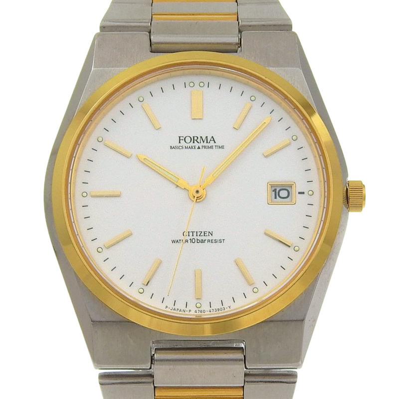 西鐵城 FORMA 手錶 4762-471369，不鏽鋼，石英，模擬，白色錶盤，男士。-0