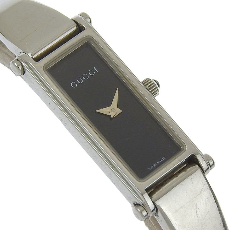 Gucci 1500L 女士不鏽鋼石英模擬腕錶，黑色錶盤-2