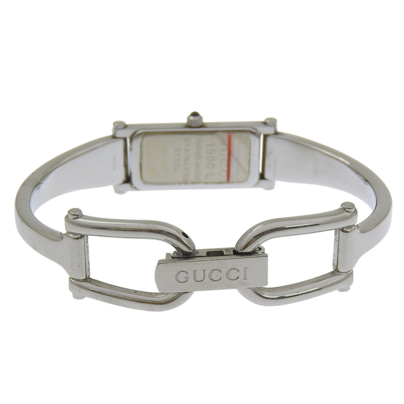 Gucci 1500L 女士不鏽鋼石英模擬腕錶，黑色錶盤-4