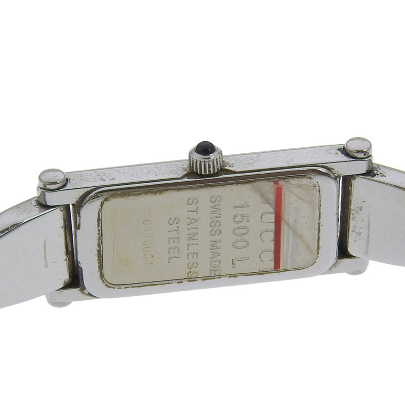 Gucci 1500L 女士不鏽鋼石英模擬腕錶，黑色錶盤-6