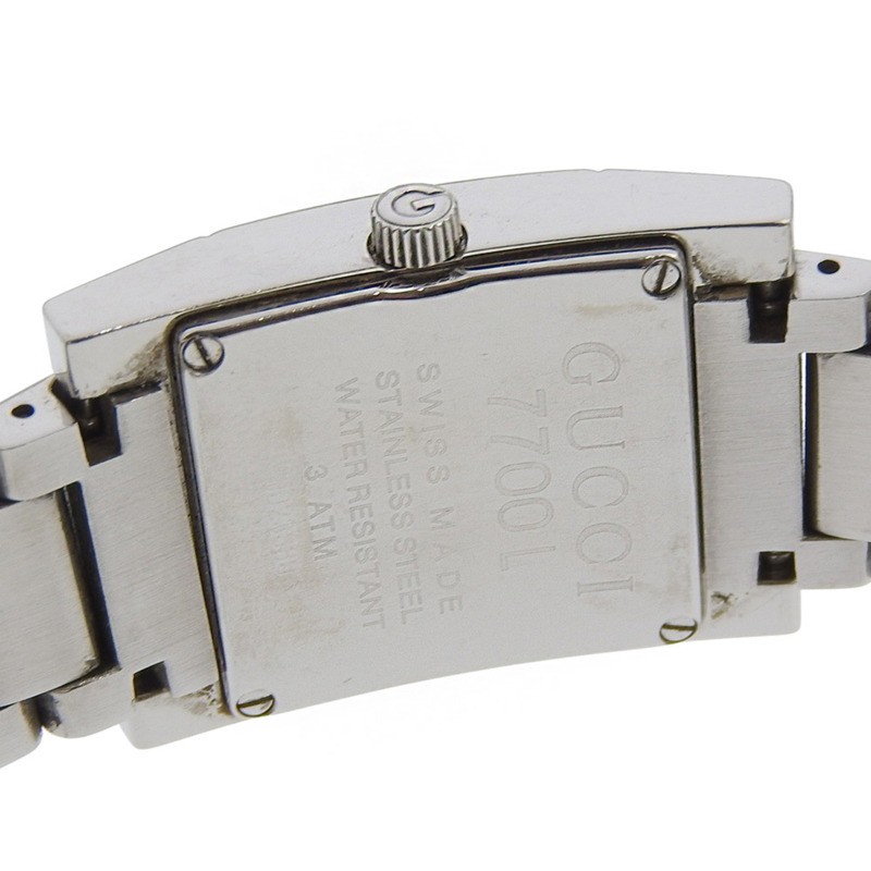 Gucci GUCCI 7700L 不鏽鋼石英模擬銀色錶盤女士腕錶-6