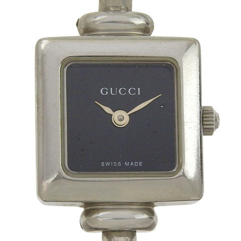 Gucci 1900L 女士不鏽鋼石英模擬腕錶，黑色錶盤
