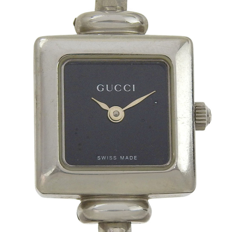 Gucci 1900L 女士不鏽鋼石英模擬腕錶，黑色錶盤-0