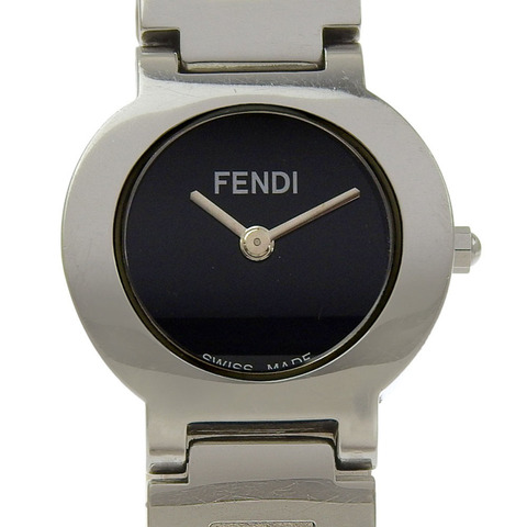 Fendi Olologi 女士腕錶，3050L 不鏽鋼，石英，模擬，黑色錶盤。