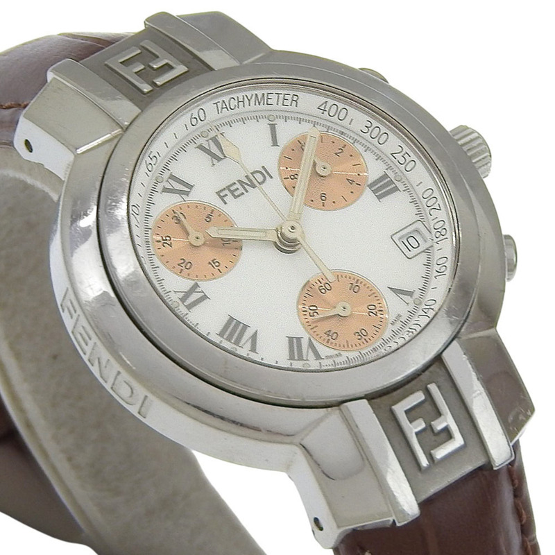 Fendi Olologi 4500L 不鏽鋼 x 皮革白色石英模擬腕錶（女款）-2