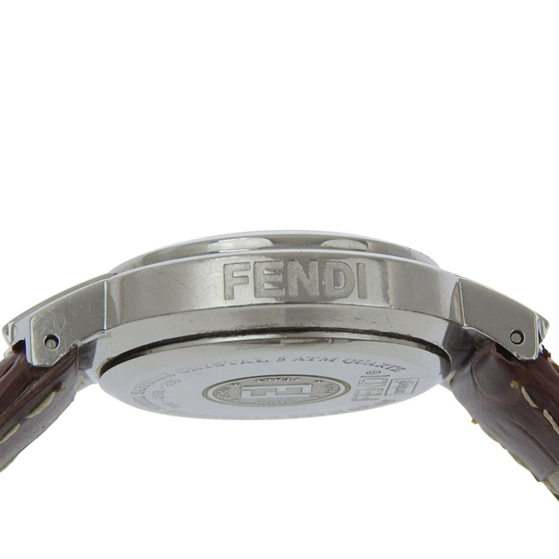 Fendi Olologi 4500L 不鏽鋼 x 皮革白色石英模擬腕錶（女款）-5