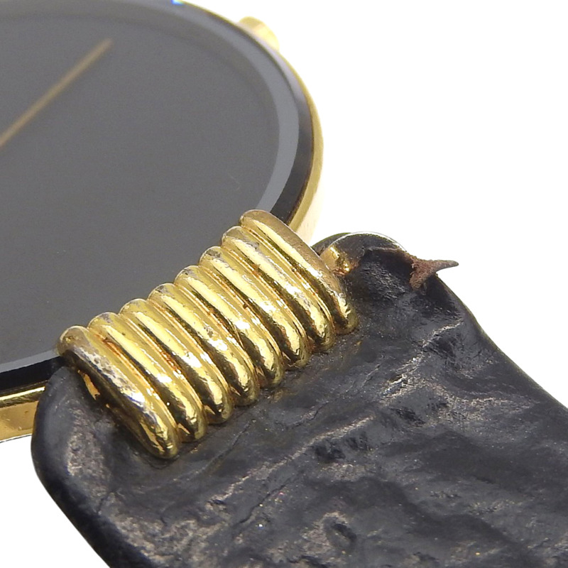 Christian Dior Bakira 腕錶 47.153-4 鍍金 x 皮革錶帶 石英模擬黑色錶盤 女士款-8