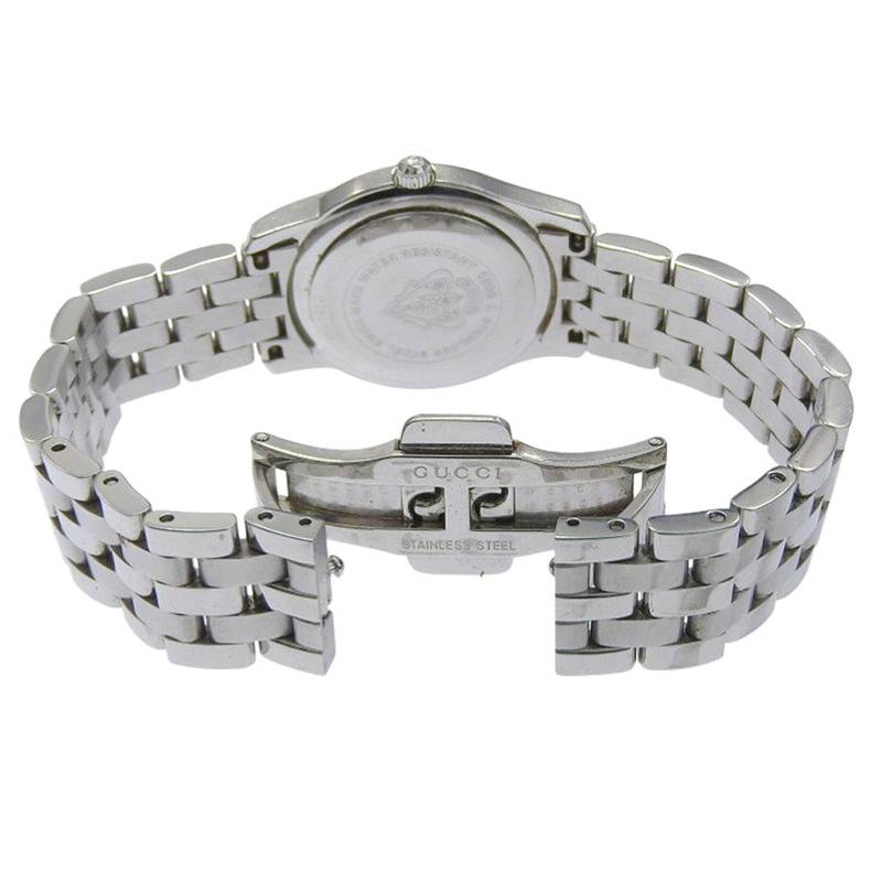 Gucci 5500L 女士不鏽鋼石英模擬腕錶，銀色錶盤-4