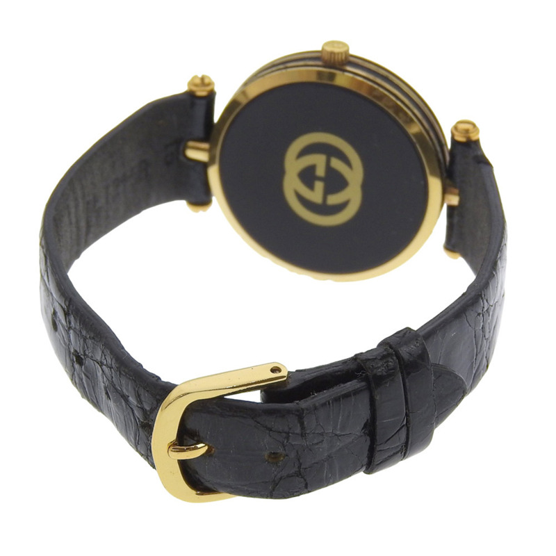 Gucci Sherry系列男士腕錶，鍍金，石英機芯，指針式，黑色錶盤-3