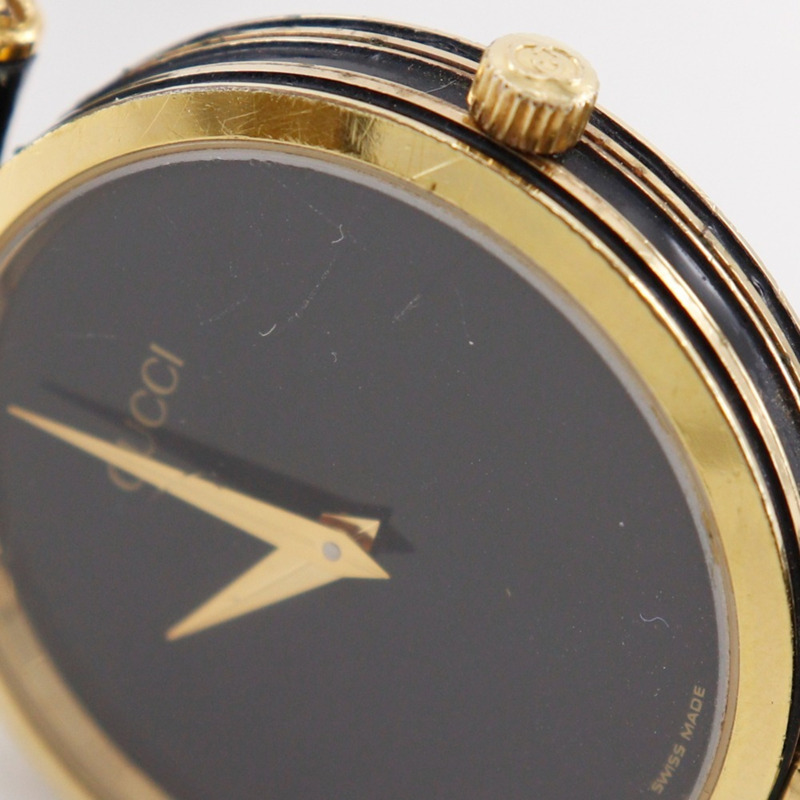 Gucci Sherry系列男士腕錶，鍍金，石英機芯，指針式，黑色錶盤-8