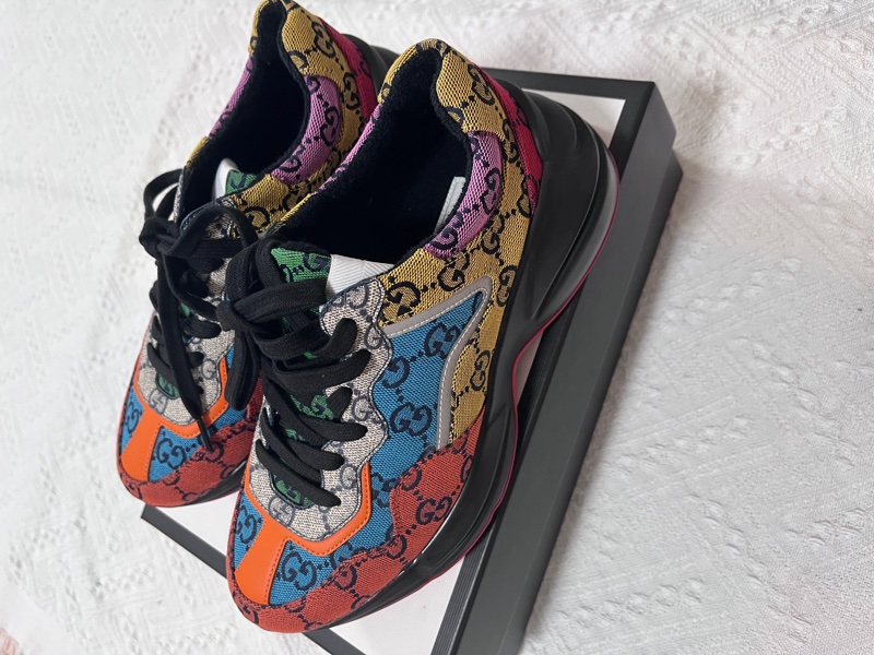 閒置未使用 古馳/Gucci  Rhyton 帆布老爹鞋 女款 38.5 🈚附件-7