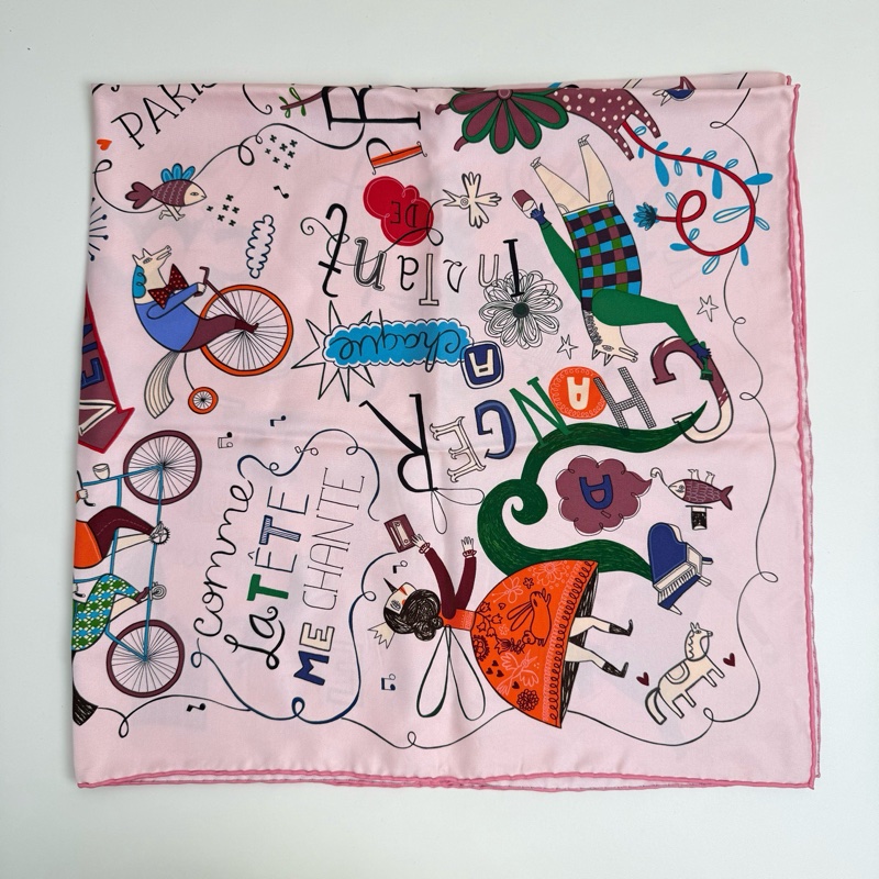 Hermes/愛馬仕 桑蠶絲絲巾 帶盒-2