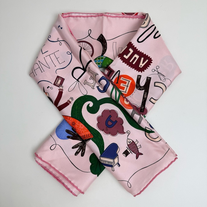 Hermes/愛馬仕 桑蠶絲絲巾 帶盒-3