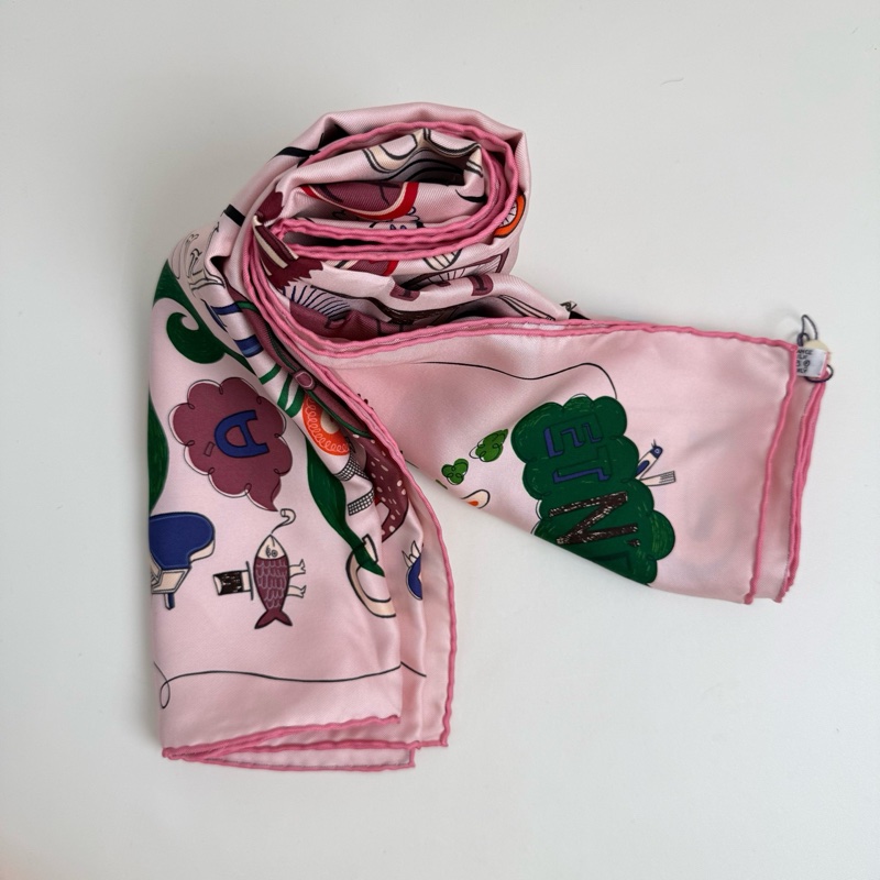 Hermes/愛馬仕 桑蠶絲絲巾 帶盒-4