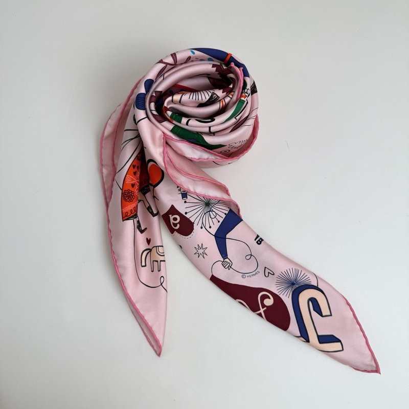 Hermes/愛馬仕 桑蠶絲絲巾 帶盒-5