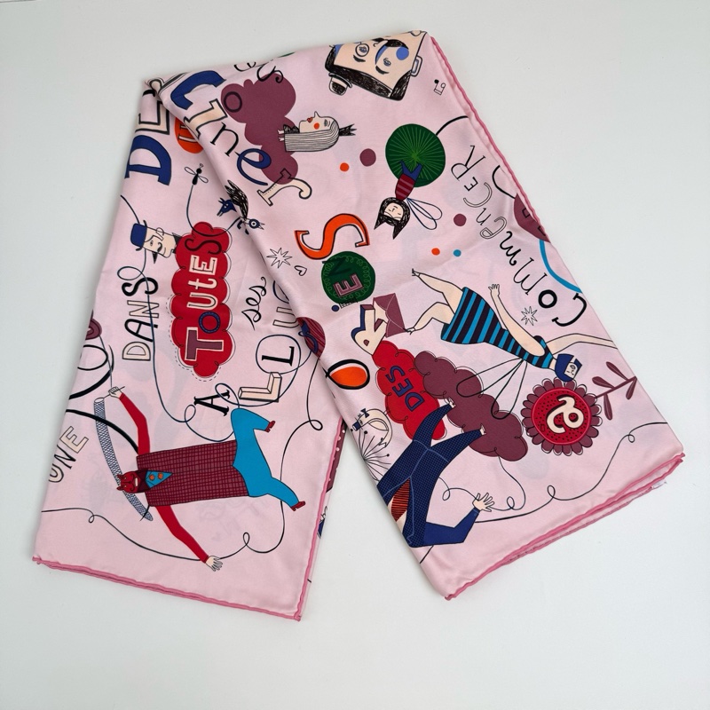 Hermes/愛馬仕 桑蠶絲絲巾 帶盒-6