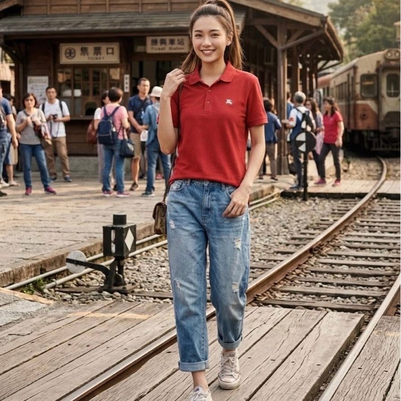 BURBERRY GOLF 紅色POLO戰馬-1