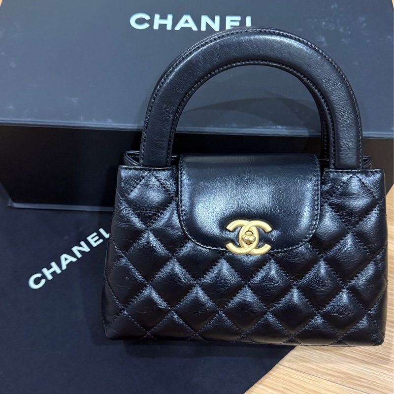 Chanel 香奈兒 油蠟牛皮 Kelly 黑色金釦 絕版逸品🉐溢價款-0