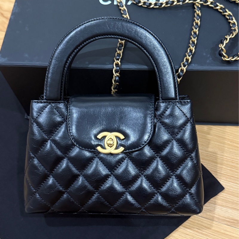 Chanel 香奈兒 油蠟牛皮 Kelly 黑色金釦 絕版逸品🉐溢價款-5
