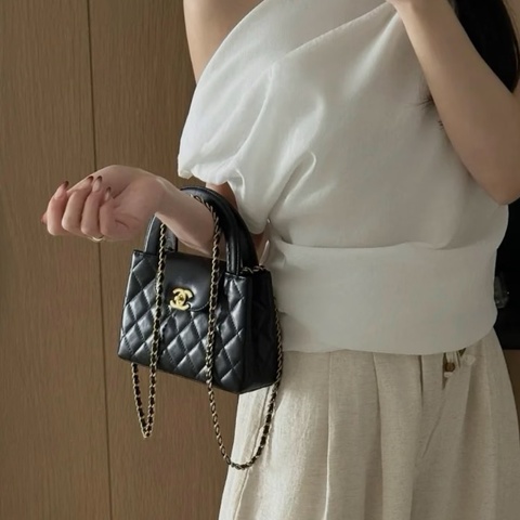 Chanel 香奈兒 油蠟牛皮 Kelly 黑色金釦 絕版逸品🉐溢價款