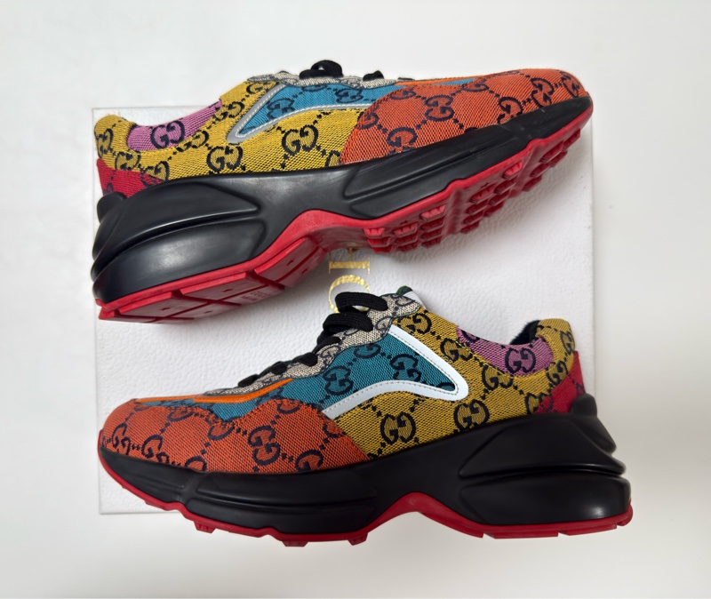 Gucci古馳 女款老花休閒鞋 Rhyton 運動鞋 老爹鞋 38.5碼-0