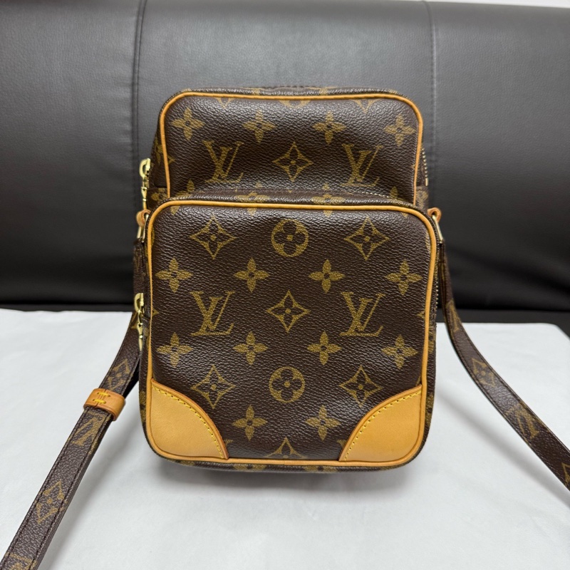 Louis Vuitton路易威登中古款老花雙層相機包單肩斜挎包 🈚附件-0