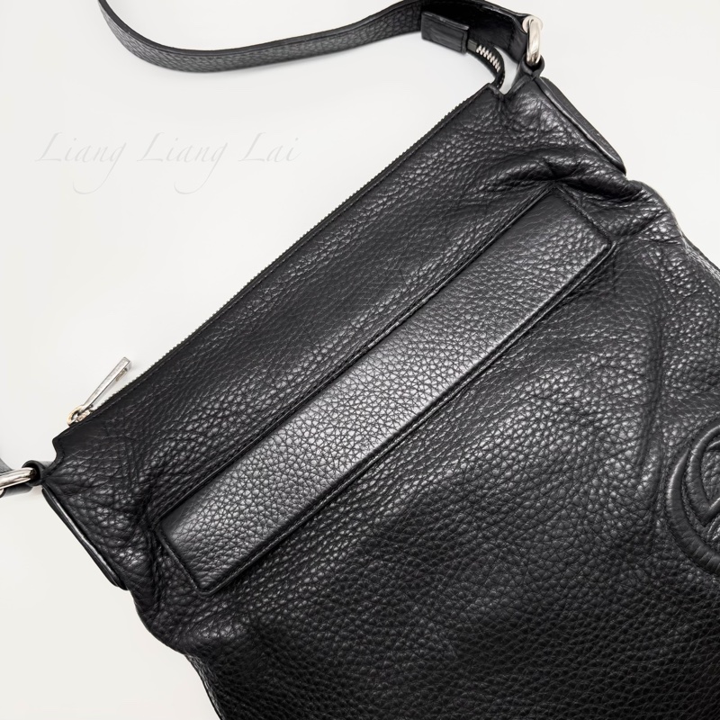 GUCCI 古馳 Soho 黑色荔枝紋牛皮斜背包｜郵差包-16