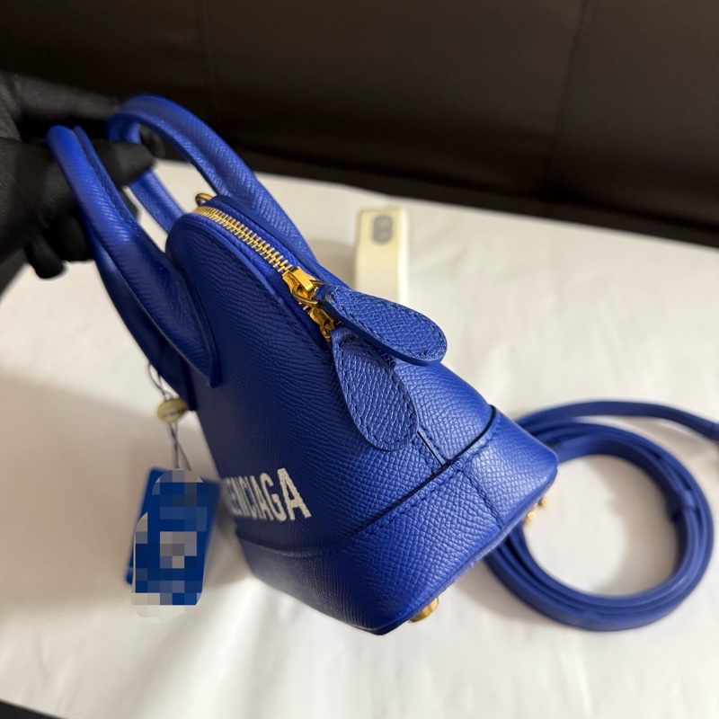 99新巴黎世家/Balenciaga 藍色牛皮 保齡球手提單肩斜挎包  尺寸17 x8 x15 cm-2