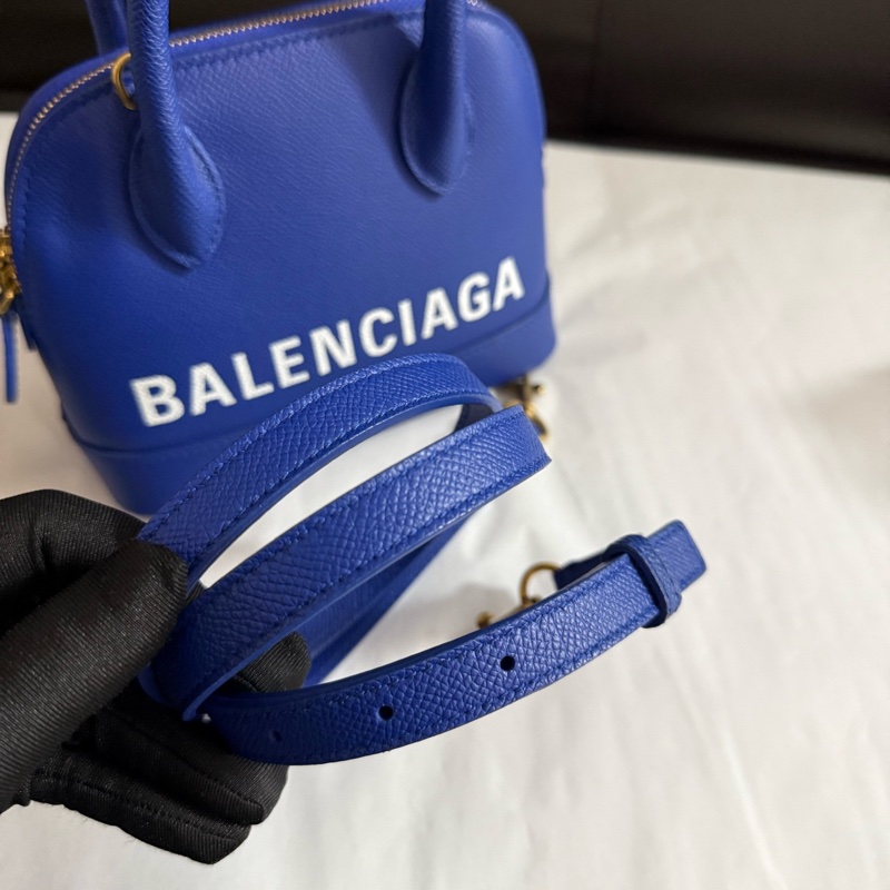 99新巴黎世家/Balenciaga 藍色牛皮 保齡球手提單肩斜挎包  尺寸17 x8 x15 cm-3
