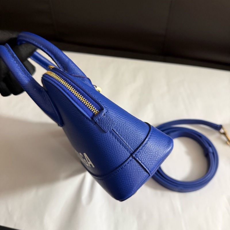 99新巴黎世家/Balenciaga 藍色牛皮 保齡球手提單肩斜挎包  尺寸17 x8 x15 cm-6