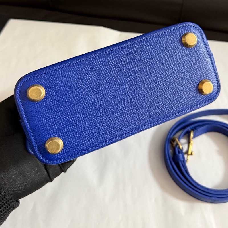 99新巴黎世家/Balenciaga 藍色牛皮 保齡球手提單肩斜挎包  尺寸17 x8 x15 cm-9