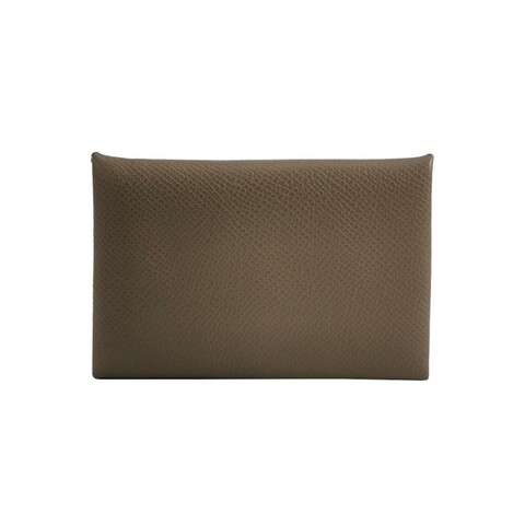 HERMES Calvi摺疊卡包  ep皮 銀扣 大象灰