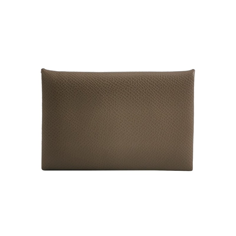 HERMES Calvi摺疊卡包  ep皮 銀扣 大象灰-0