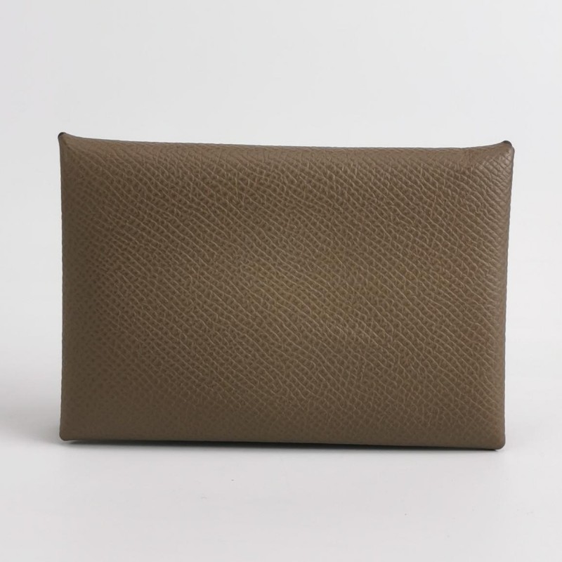 HERMES Calvi摺疊卡包  ep皮 銀扣 大象灰-3