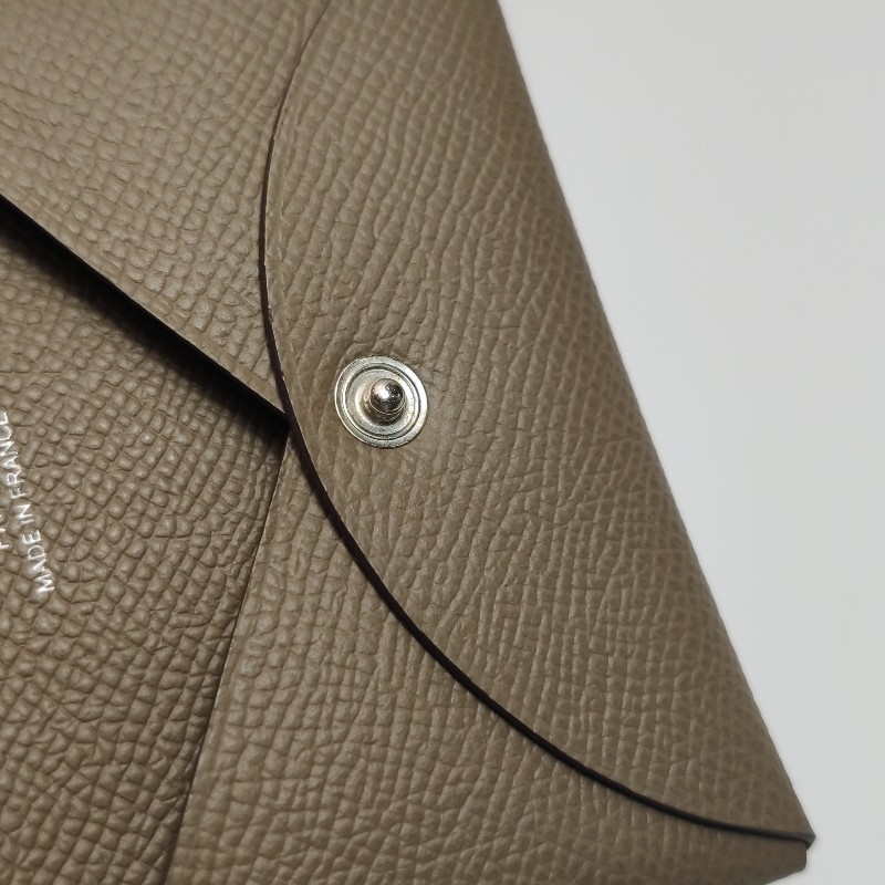 HERMES Calvi摺疊卡包  ep皮 銀扣 大象灰-8