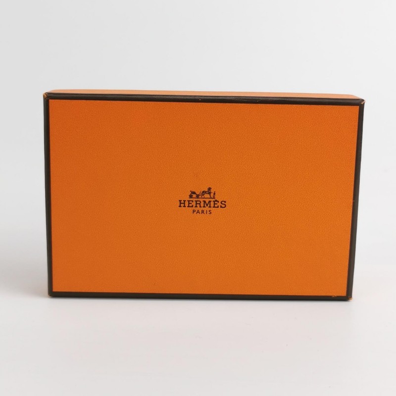 Hermes Calvi摺疊卡包Epsom銀扣37金棕U刻-7