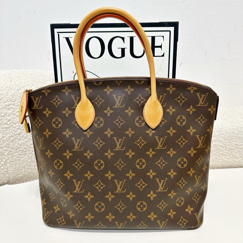 LV/路易威登  老花Lockit手提包 經典款 棕色牛皮手柄 金色五金-1